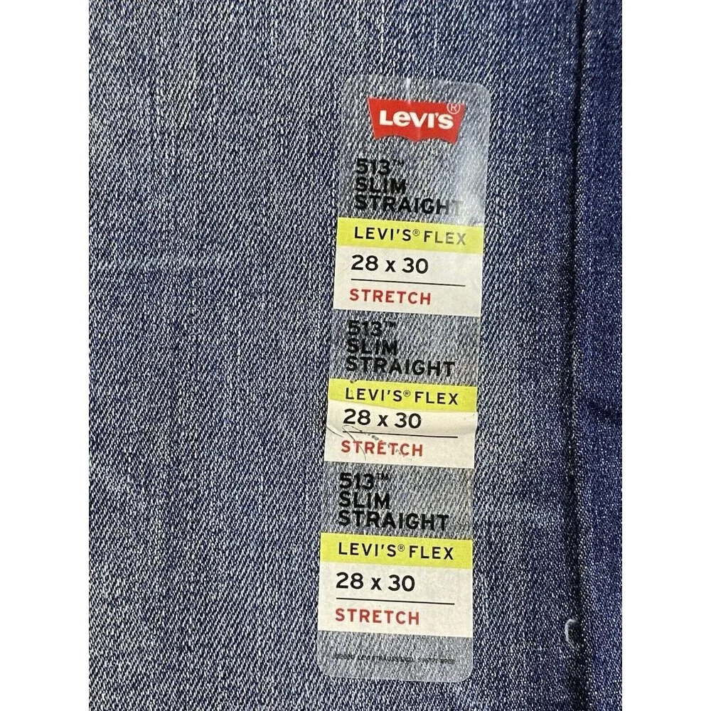 Levi's 513 28 X 30 Slim Straight Men's Jeans Dark Acid Distressed Flex Stretch - Picture 5 of 11